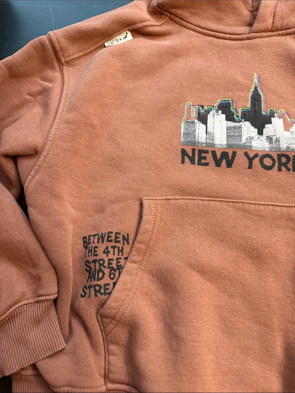 Zara Rust Brown New York Graphic Hoodie
